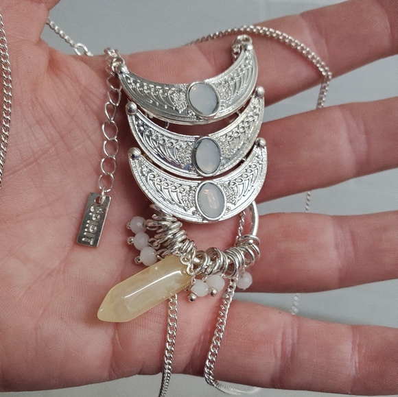 New Spirit Opalesque Triple Moon Crystal Necklace. - Picture 2 of 10